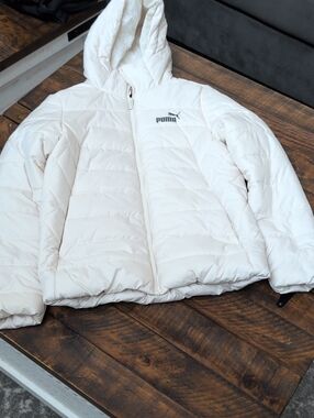 Puma Ivory Quilted Hooded Puffer Jacket